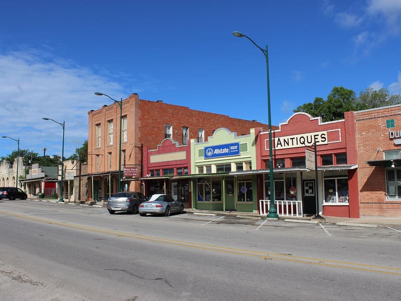Historic storefronts in downtown Buda